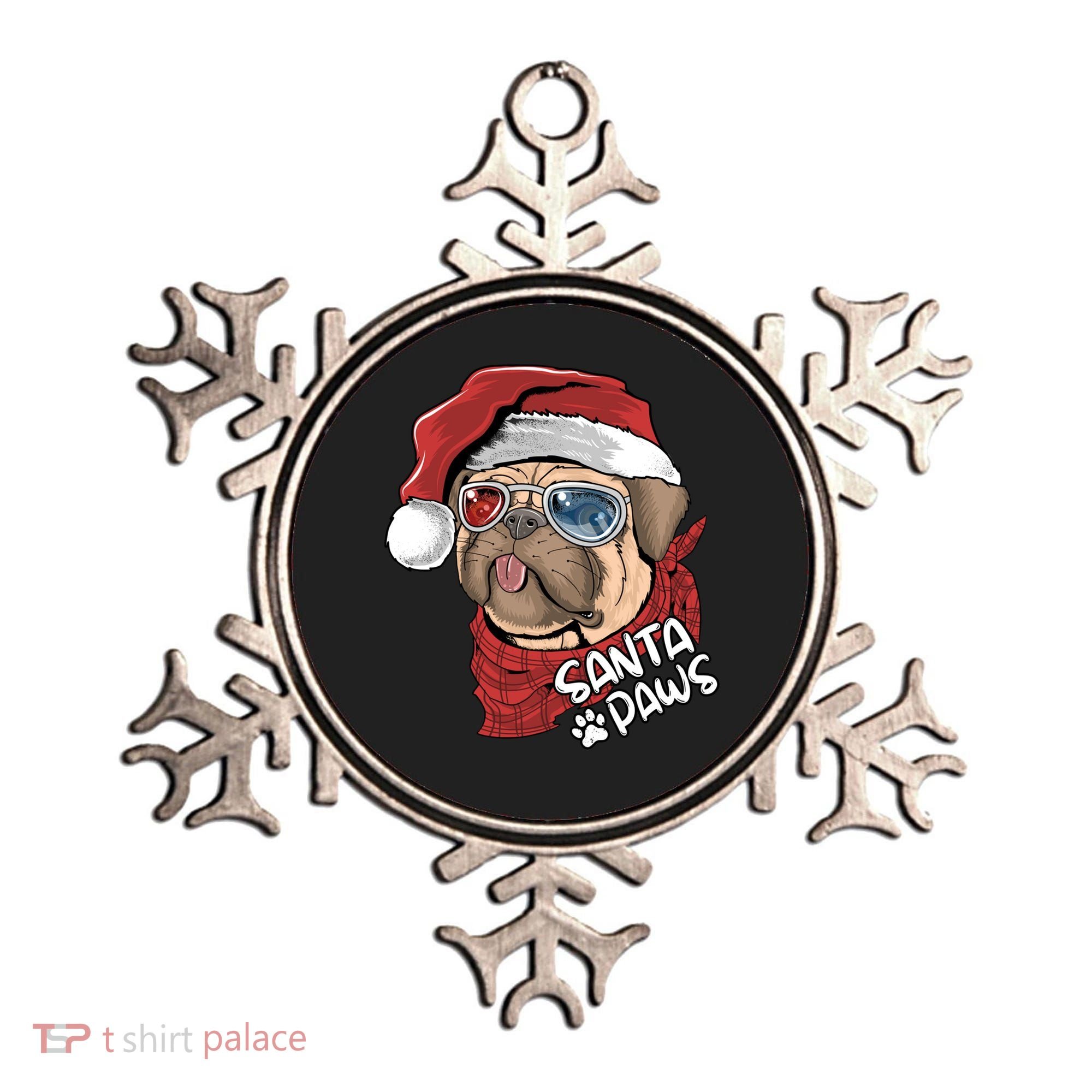 Santa Paws Pug Christmas Tee Kids Boys Xmas Funny Gift Pugmas Gift Ornament