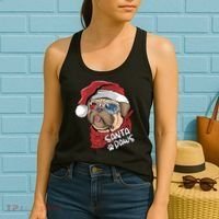 Santa Paws Pug Christmas Tee Kids Boys Xmas Funny Gift Pugmas Gift Women's Tank Top thumb 2