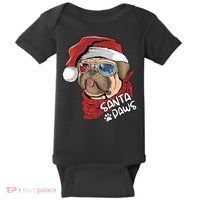 Santa Paws Pug Christmas Tee Kids Boys Xmas Funny Gift Pugmas Gift Baby Bodysuit thumb 0