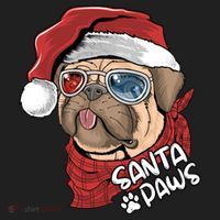 Santa Paws Pug Christmas Tee Kids Boys Xmas Funny Gift Pugmas Gift Hat thumb 2