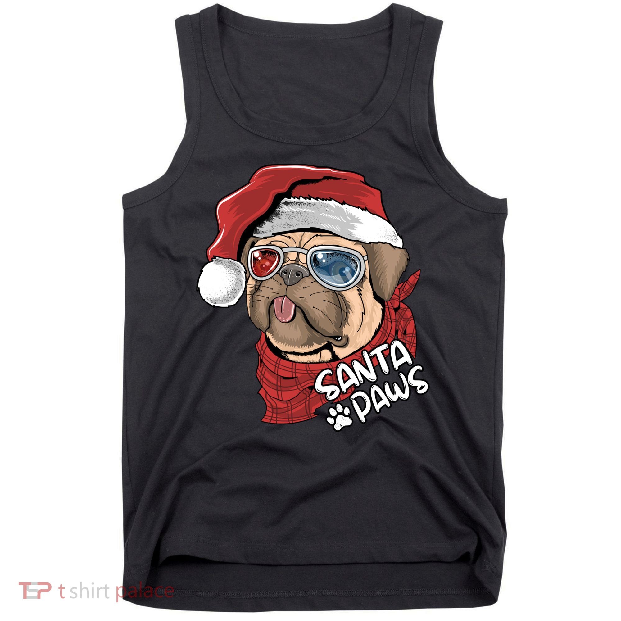 Santa Paws Pug Christmas Tee Kids Boys Xmas Funny Gift Pugmas Gift Tank Top