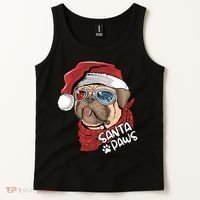 Santa Paws Pug Christmas Tee Kids Boys Xmas Funny Gift Pugmas Gift Tank Top thumb 2