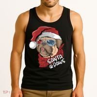 Santa Paws Pug Christmas Tee Kids Boys Xmas Funny Gift Pugmas Gift Tank Top thumb 3