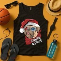 Santa Paws Pug Christmas Tee Kids Boys Xmas Funny Gift Pugmas Gift Tank Top thumb 4