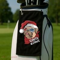 Santa Paws Pug Christmas Tee Kids Boys Xmas Funny Gift Pugmas Gift Golf Towel thumb 2