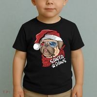 Santa Paws Pug Christmas Tee Kids Boys Xmas Funny Gift Pugmas Gift Toddler T-Shirt thumb 2