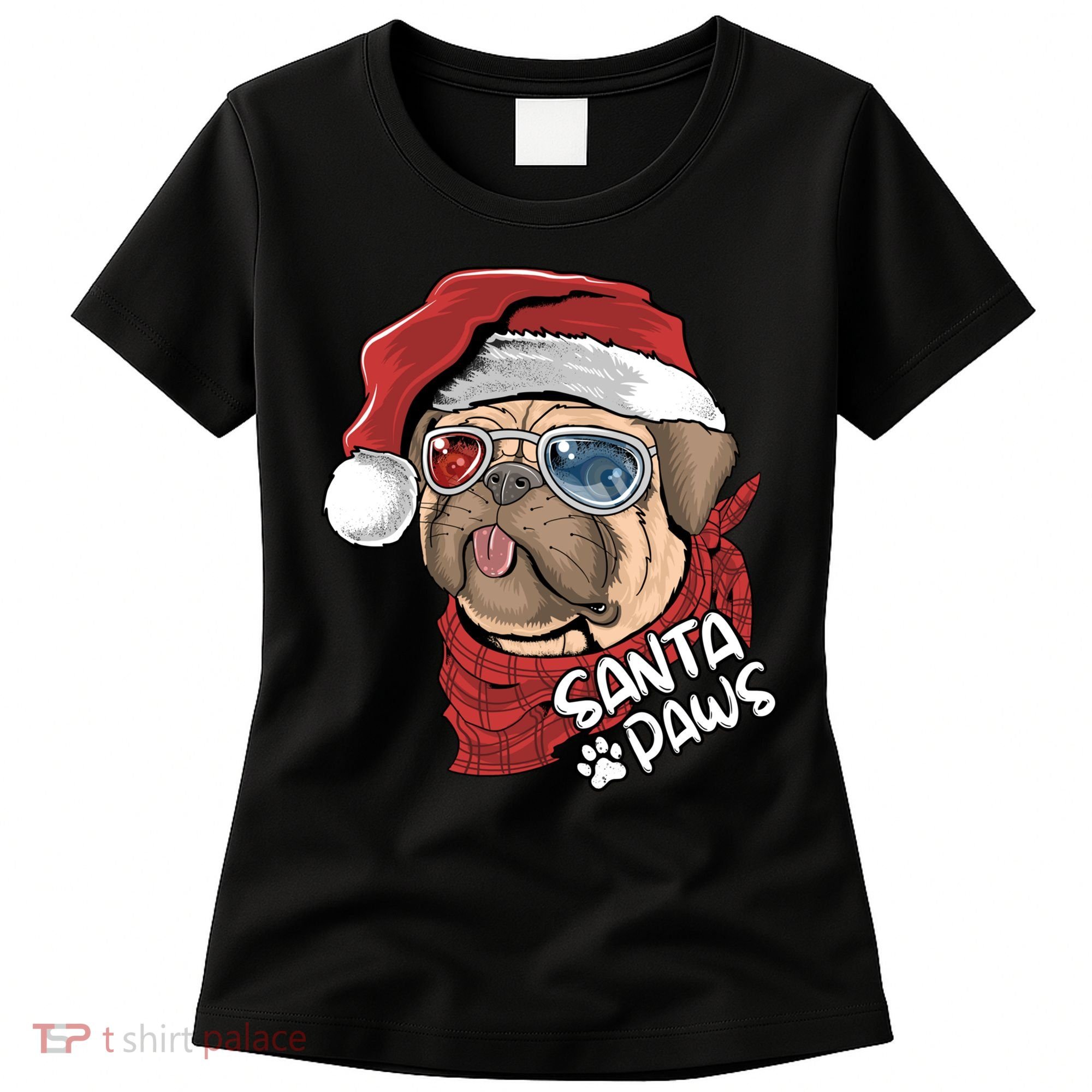Santa Paws Pug Christmas Tee Kids Boys Xmas Funny Gift Pugmas Gift Women's T-Shirt