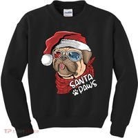 Santa Paws Pug Christmas Tee Kids Boys Xmas Funny Gift Pugmas Gift Kids Sweatshirt thumb 0