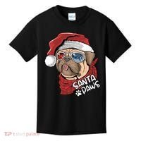 Santa Paws Pug Christmas Tee Kids Boys Xmas Funny Gift Pugmas Gift Kids T-Shirt thumb 0