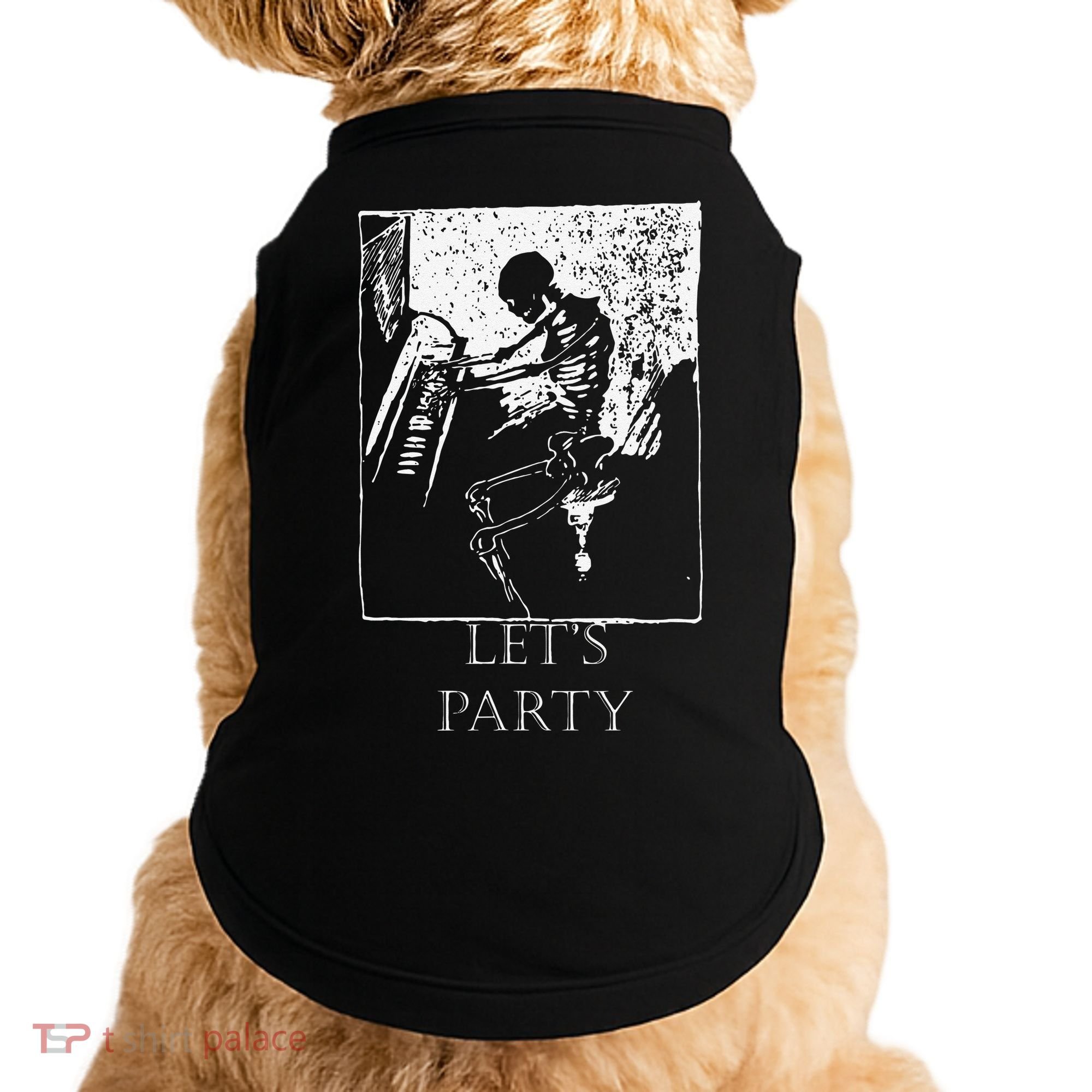 Skeleton Playing Piano Lets Party Halloween Doggie Tank