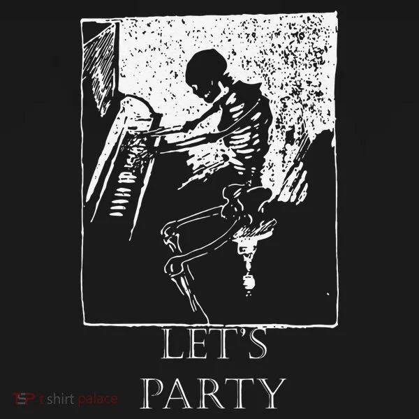 Skeleton Playing Piano Lets Party Halloween Doggie Tank