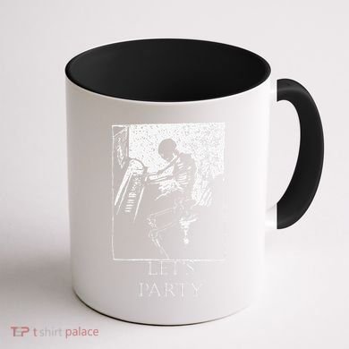 Skeleton Playing Piano Lets Party Halloween Coffee Mug back
