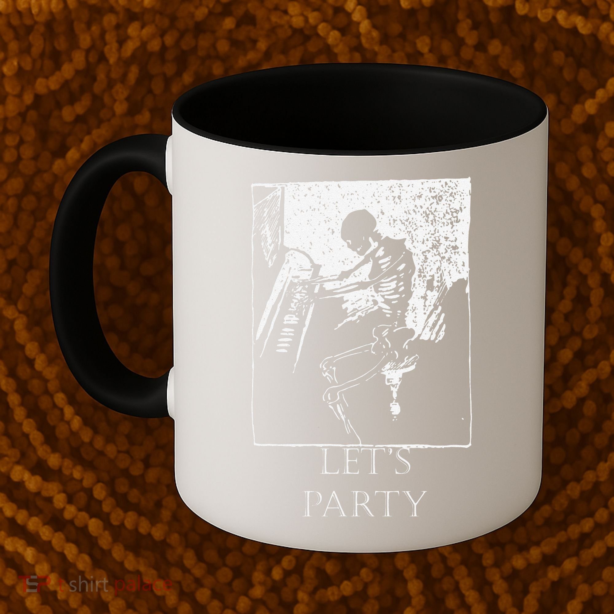 Skeleton Playing Piano Lets Party Halloween Coffee Mug