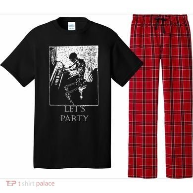 Skeleton Playing Piano Lets Party Halloween Pajama Set