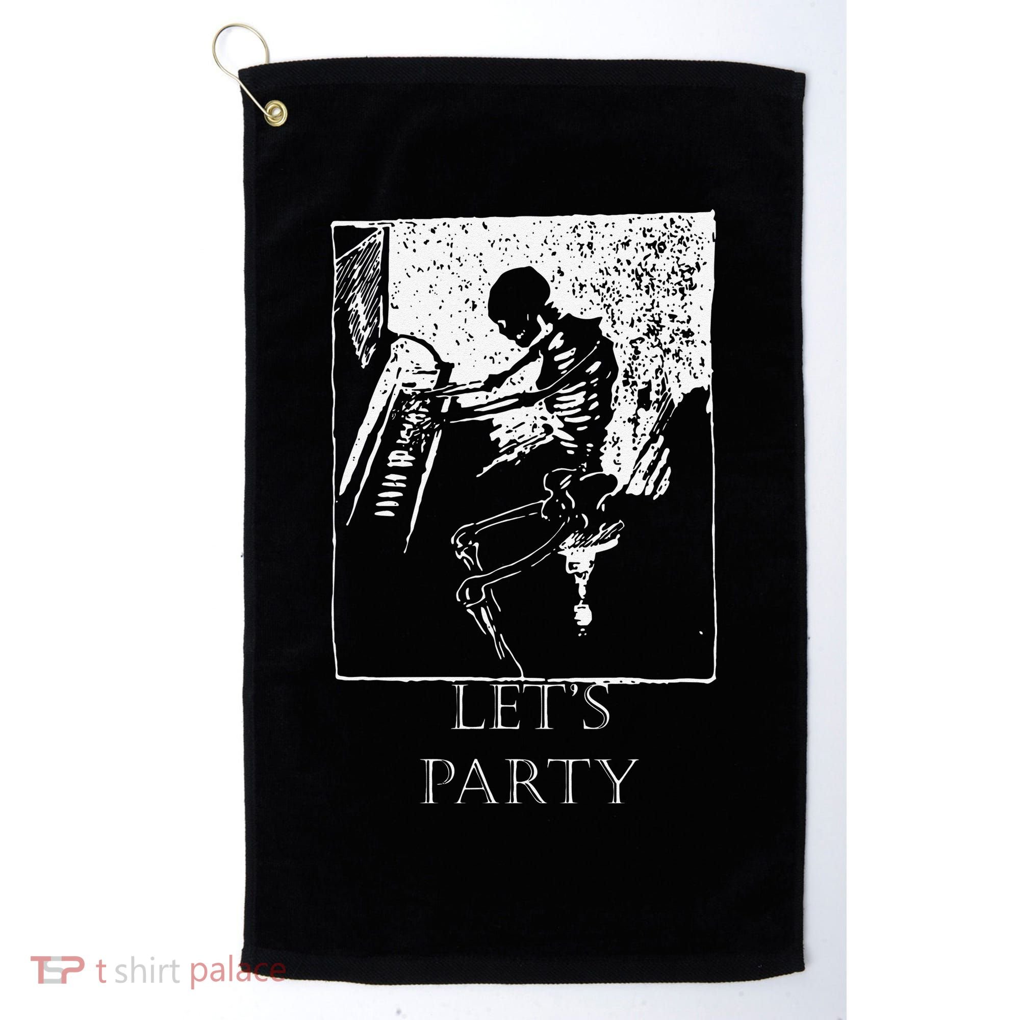 Skeleton Playing Piano Lets Party Halloween Golf Towel