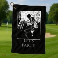 Skeleton Playing Piano Lets Party Halloween Golf Towel thumb 1