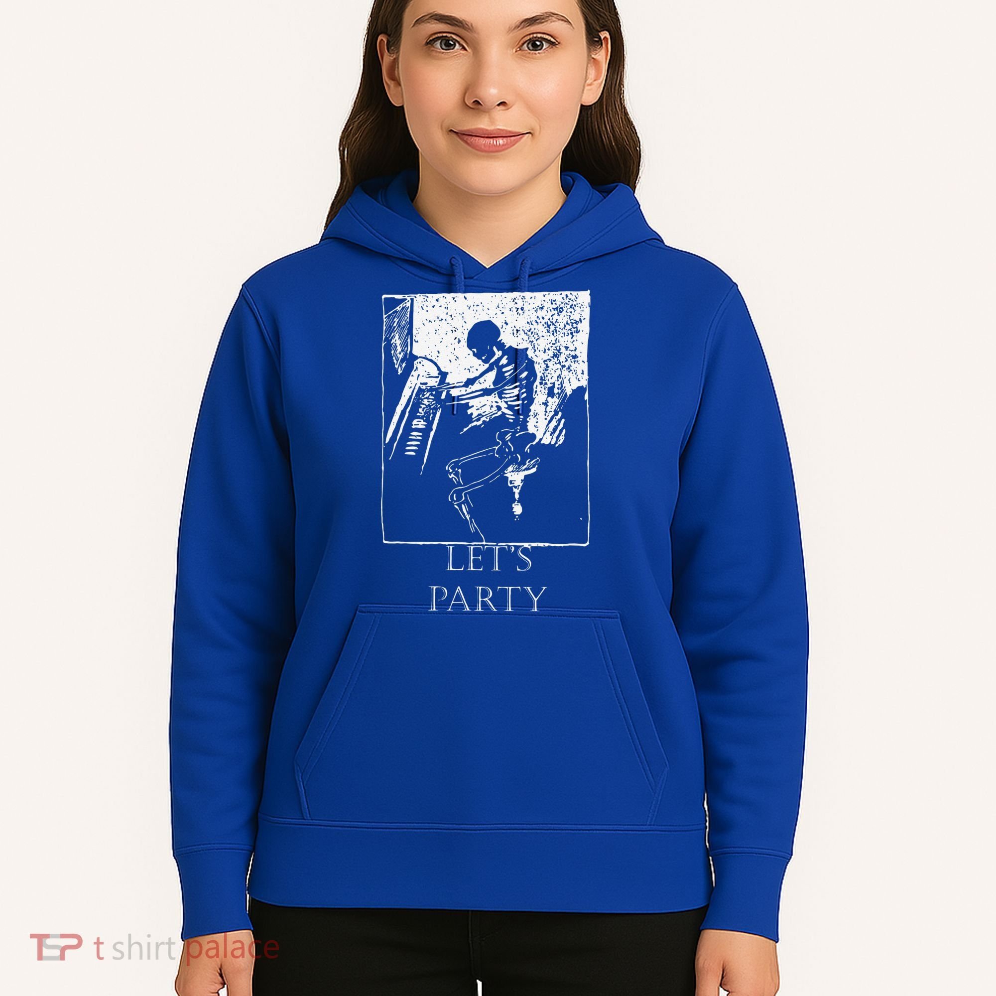 Skeleton Playing Piano Lets Party Halloween Hoodie