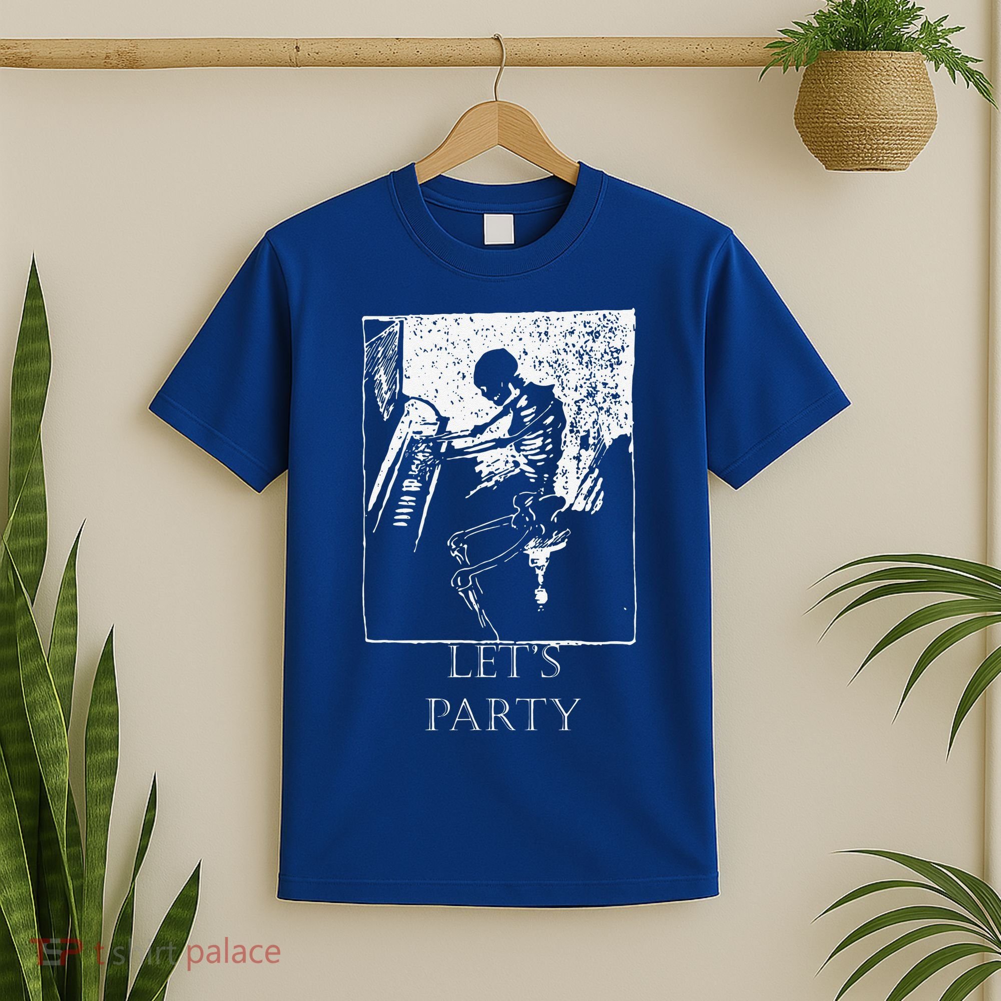 Skeleton Playing Piano Lets Party Halloween T-Shirt