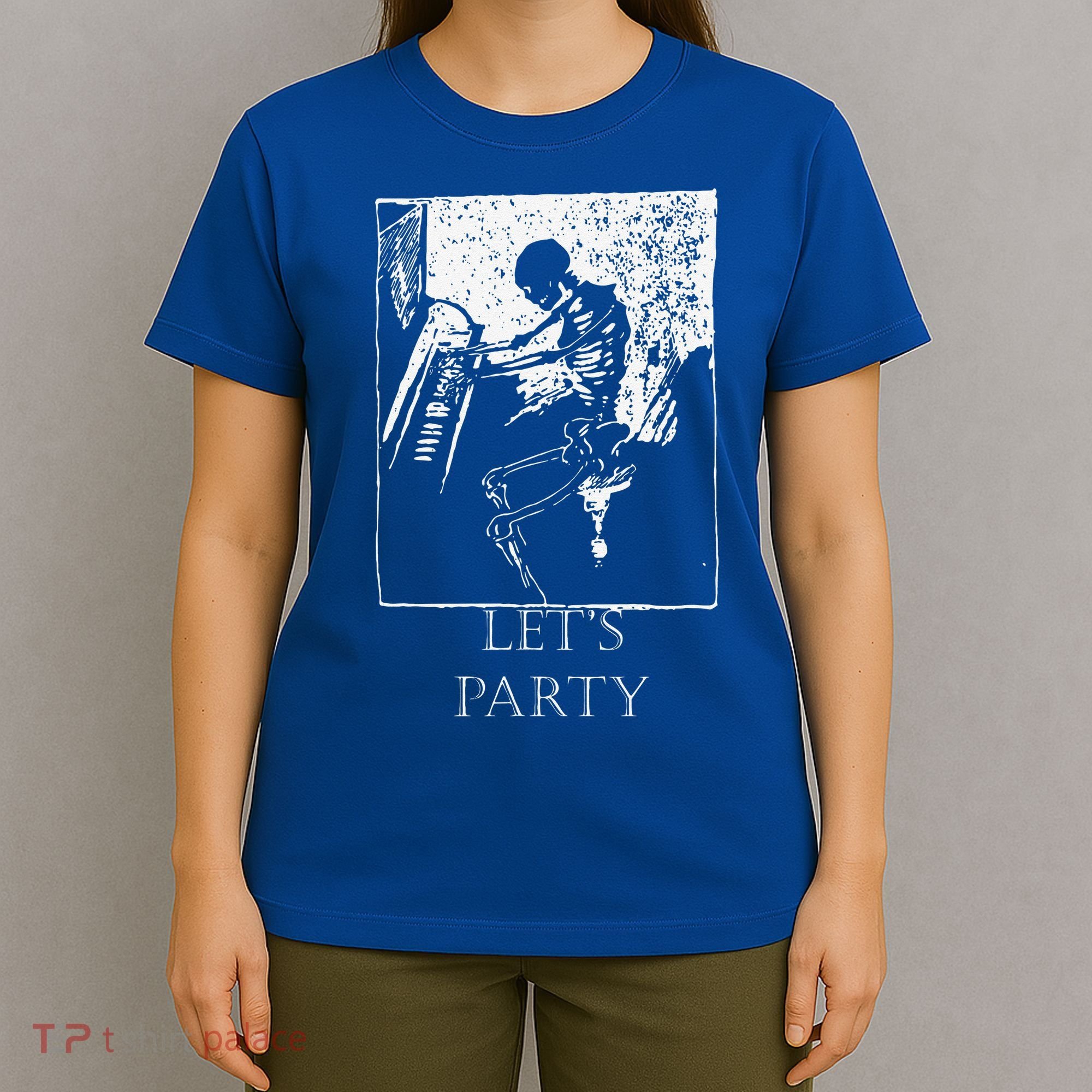 Skeleton Playing Piano Lets Party Halloween T-Shirt