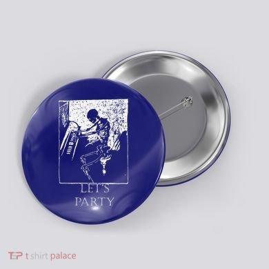 Skeleton Playing Piano Lets Party Halloween Button