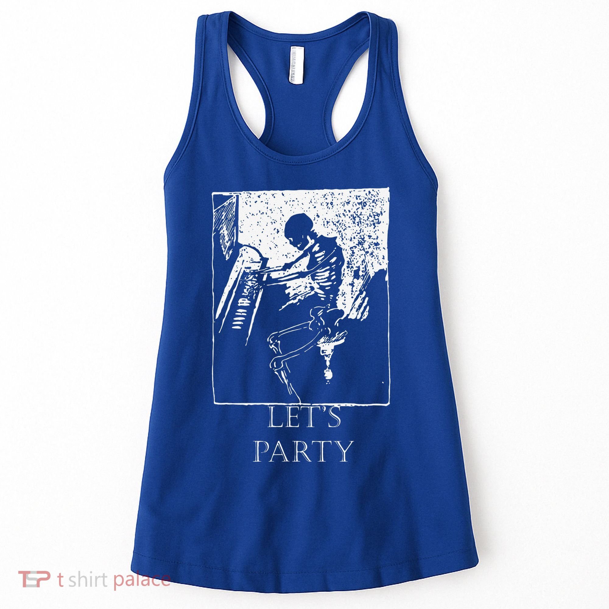 Skeleton Playing Piano Lets Party Halloween Women's Tank Top