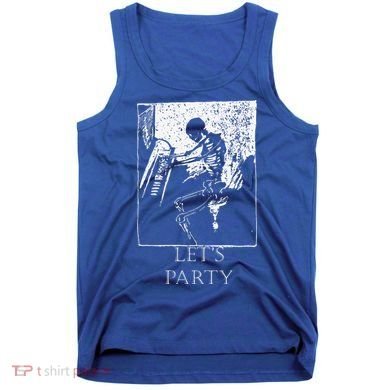 Skeleton Playing Piano Lets Party Halloween Tank Top
