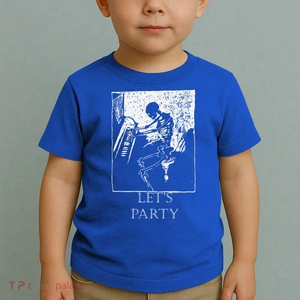 Skeleton Playing Piano Lets Party Halloween Toddler T-Shirt