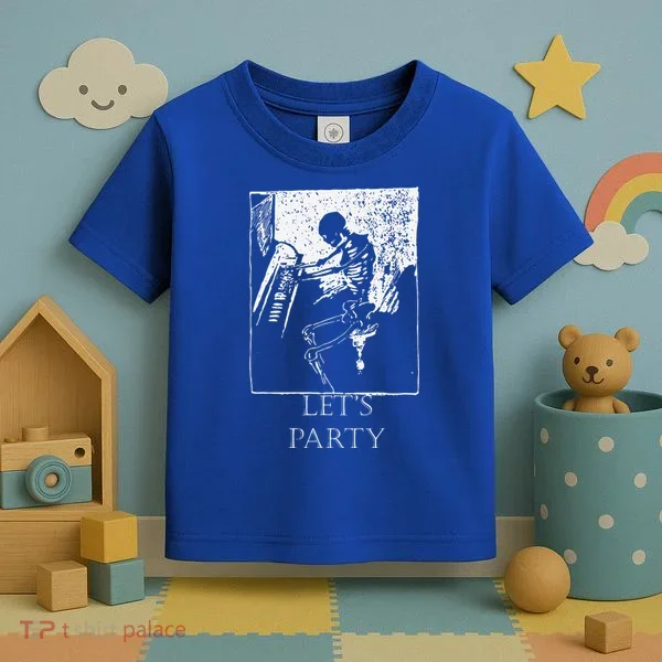 Skeleton Playing Piano Lets Party Halloween Toddler T-Shirt