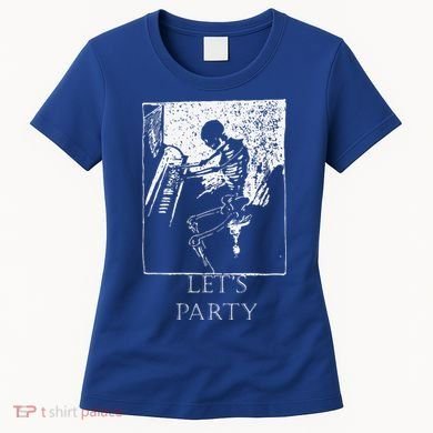 Skeleton Playing Piano Lets Party Halloween Women's T-Shirt