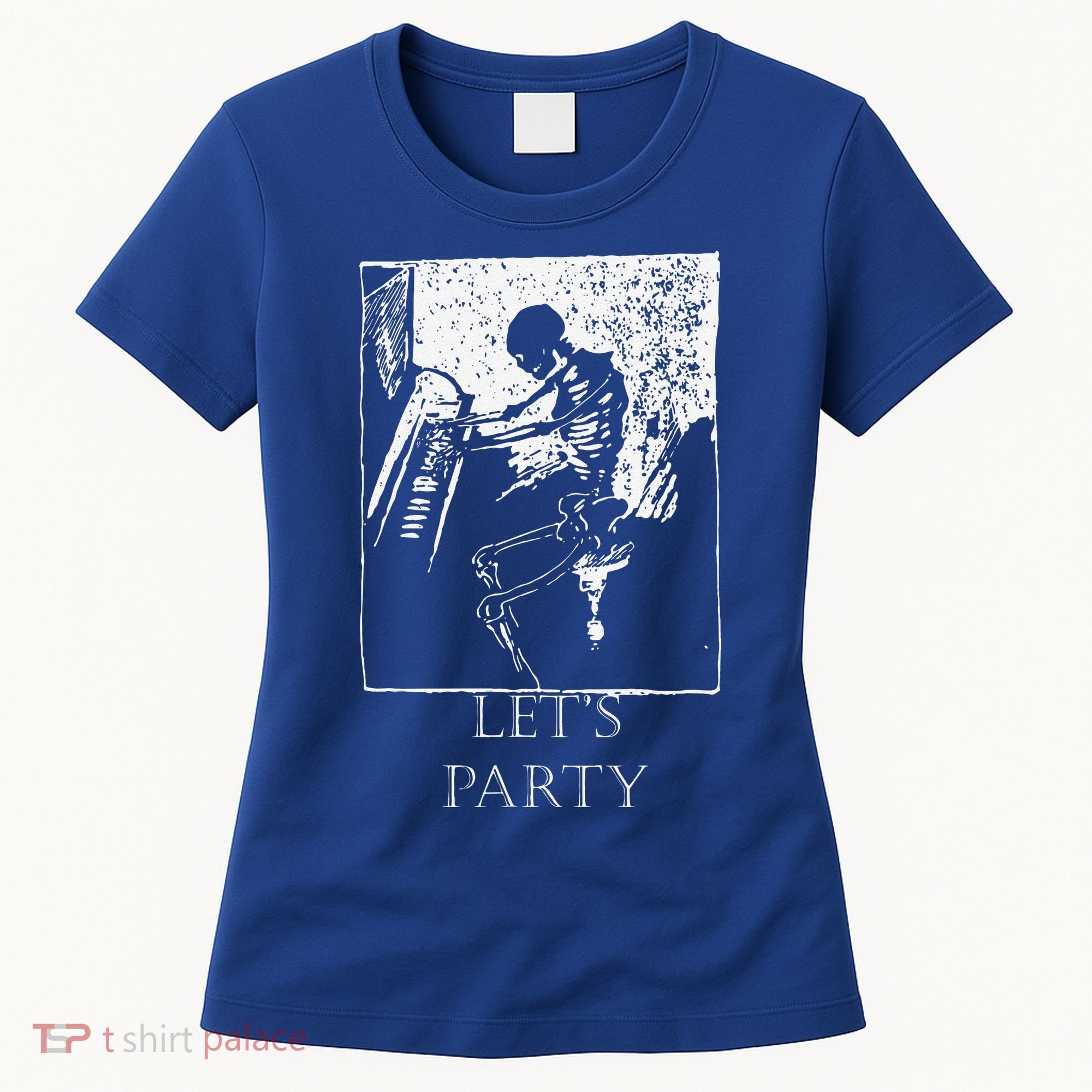 Skeleton Playing Piano Lets Party Halloween Women's T-Shirt