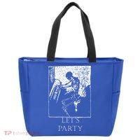 Skeleton Playing Piano Lets Party Halloween Tote Bag thumb 0