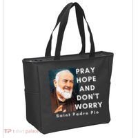 Saint Padre Pio Pray Hope And Dont Worry Catholic Christian Tote Bag thumb 2