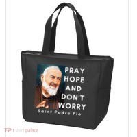 Saint Padre Pio Pray Hope And Dont Worry Catholic Christian Tote Bag thumb 3