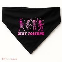Stay Positive Pink Breast Cancer Halloween Spooky Skeleton Cute Gift USA-Made Doggie Bandana thumb 0