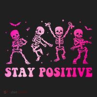 Stay Positive Pink Breast Cancer Halloween Spooky Skeleton Cute Gift Beanie thumb 2