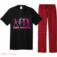 Stay Positive Pink Breast Cancer Halloween Spooky Skeleton Cute Gift Pajama Set thumb 0