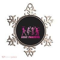 Stay Positive Pink Breast Cancer Halloween Spooky Skeleton Cute Gift Ornament thumb 0