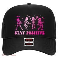 Stay Positive Pink Breast Cancer Halloween Spooky Skeleton Cute Gift Hat thumb 0