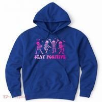 Stay Positive Pink Breast Cancer Halloween Spooky Skeleton Cute Gift Hoodie thumb 0