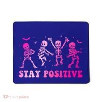 Stay Positive Pink Breast Cancer Halloween Spooky Skeleton Cute Gift Mousepad thumb 0