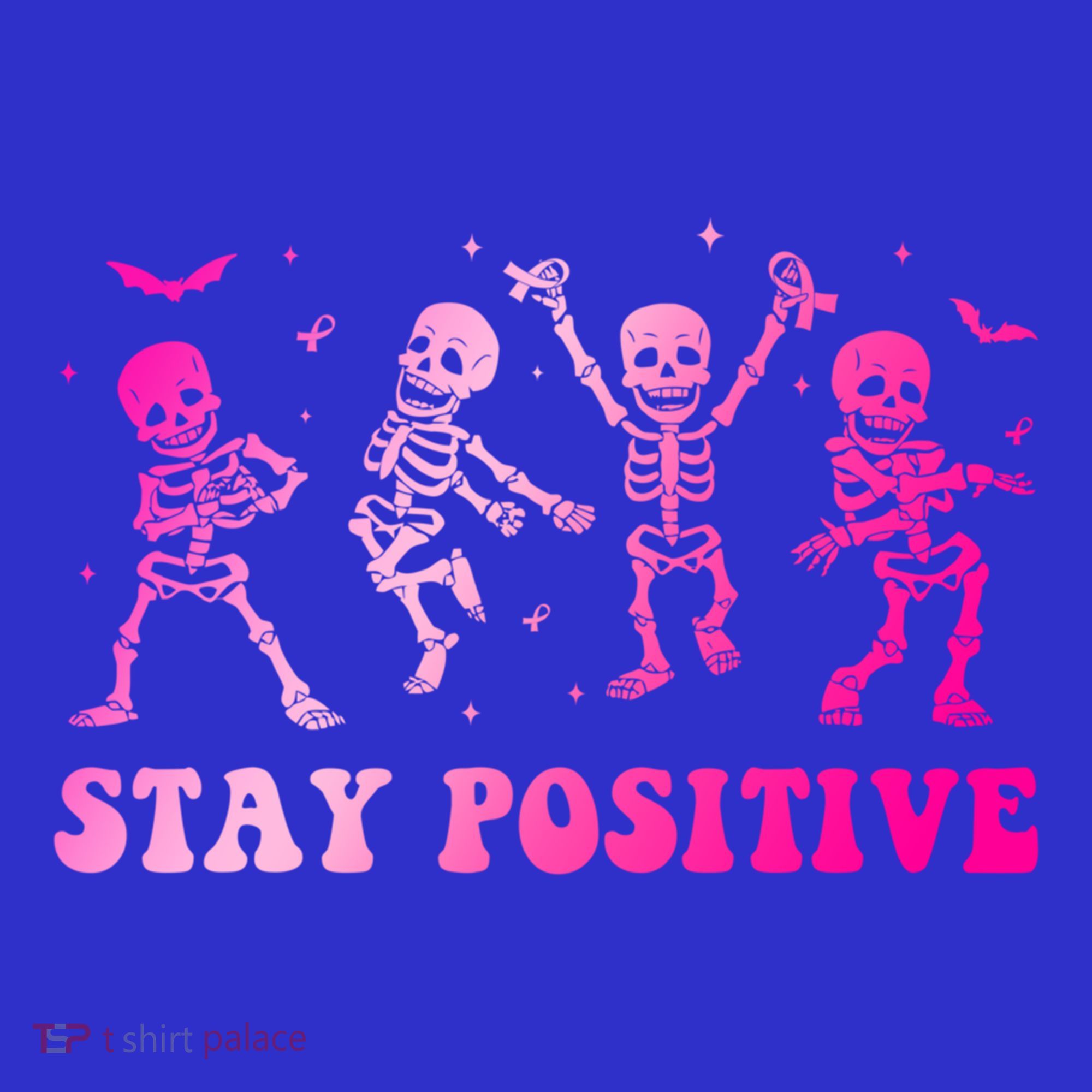 Stay Positive Pink Breast Cancer Halloween Spooky Skeleton Cute Gift Mousepad
