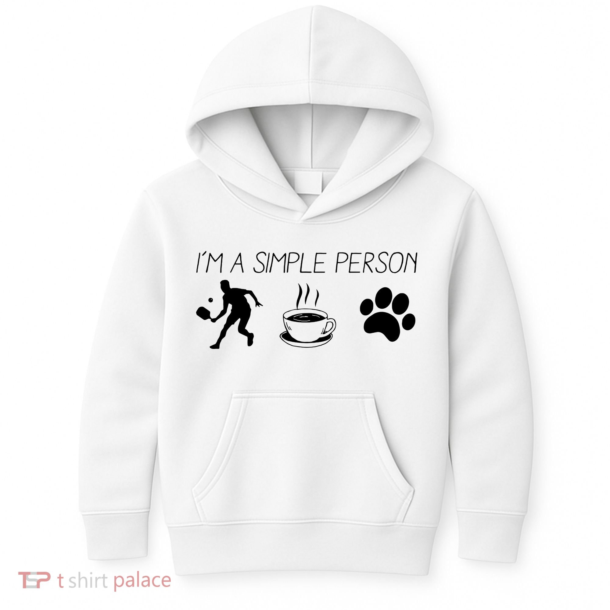 Simple Pickleball Player Kids Hoodie