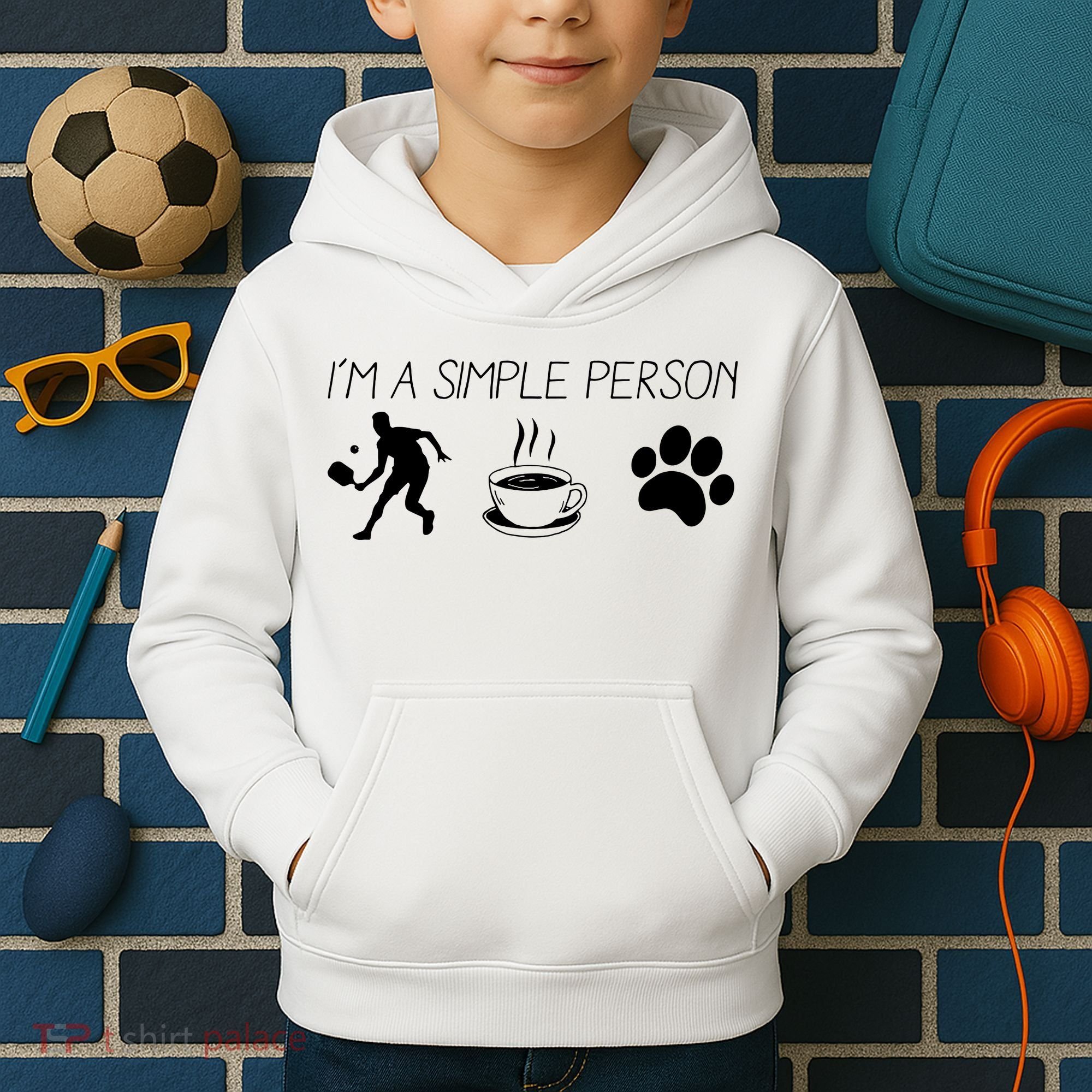 Simple Pickleball Player Kids Hoodie