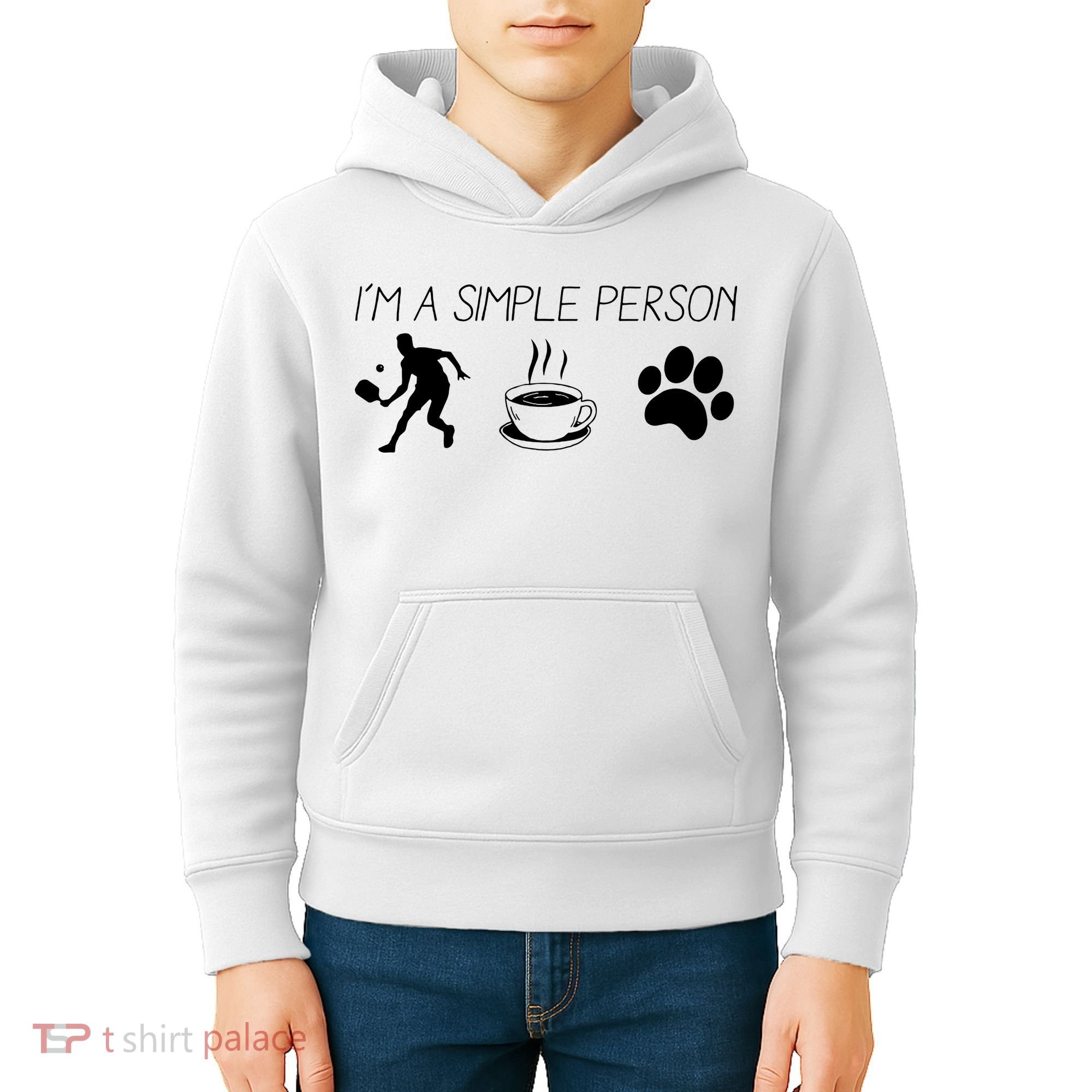 Simple Pickleball Player Kids Hoodie