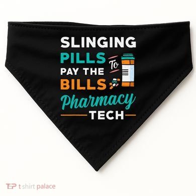 Slinging Pills Pharmacy Tech Vintage Technician Pharmacist USA-Made Doggie Bandana