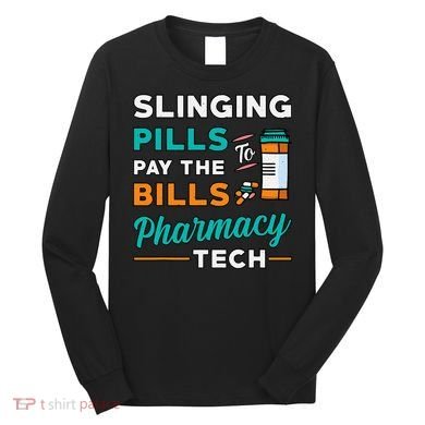 Slinging Pills Pharmacy Tech Vintage Technician Pharmacist Long Sleeve Shirt