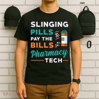 Slinging Pills Pharmacy Tech Vintage Technician Pharmacist T-Shirt thumb 6