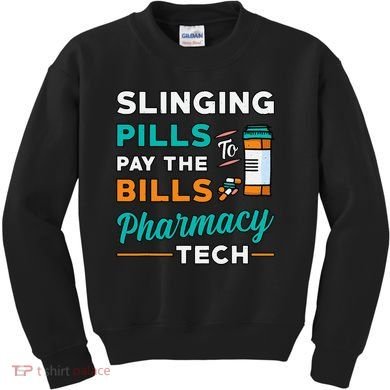 Slinging Pills Pharmacy Tech Vintage Technician Pharmacist Kids Sweatshirt