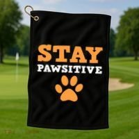 Stay Pawsitive Positive And Pet Lover Gift Golf Towel thumb 1