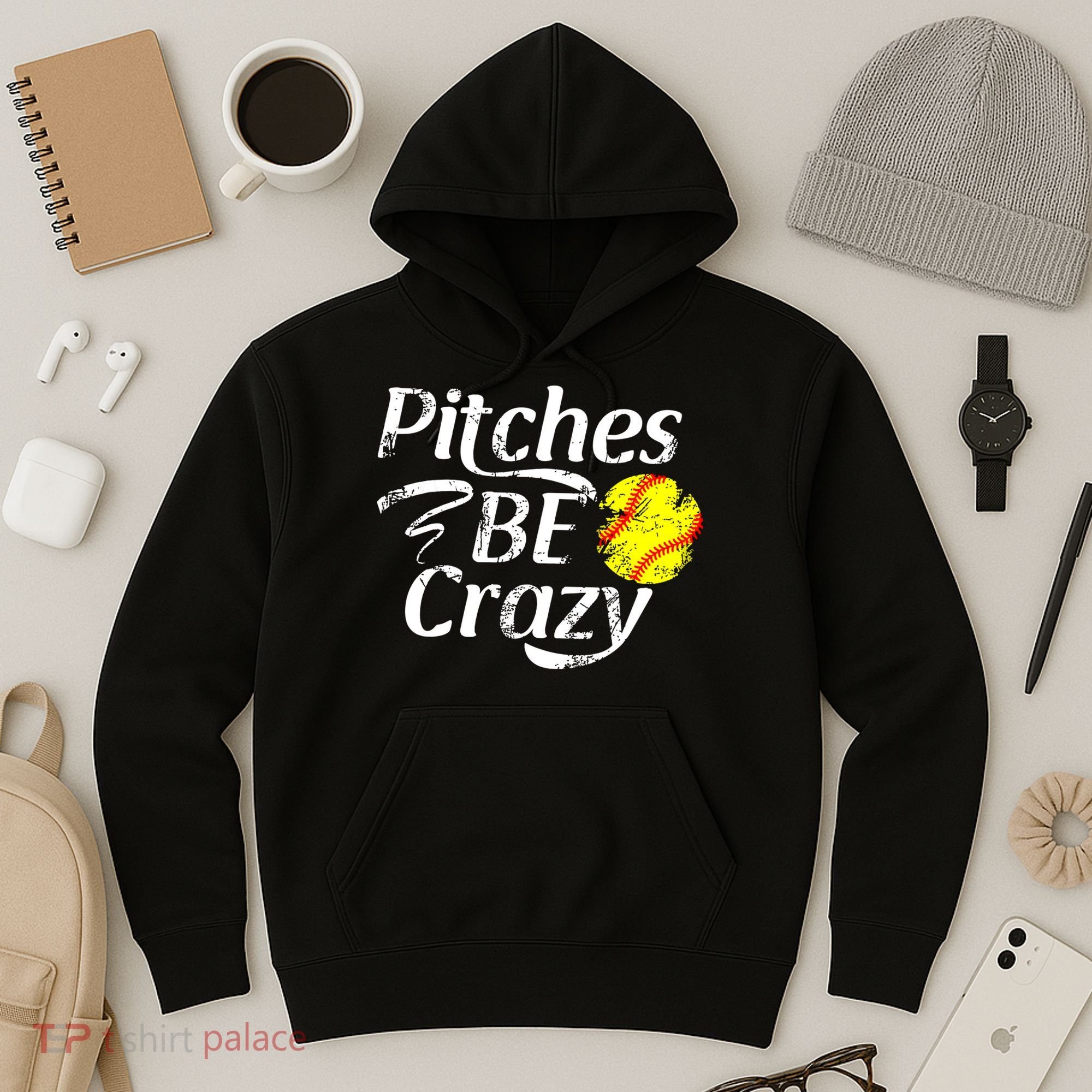 Softball Player Pitches Be Crazy Funny Softball Pitcher Hoodie